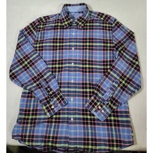 Saddlebred Oxford Multicolor Plaid Long Sleeve Shirt Mens Size Medium